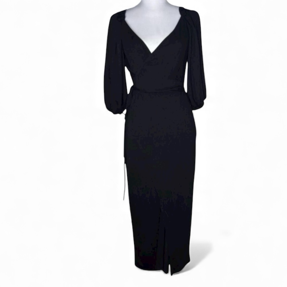Reformation Elegant Black Wrap Dress - Picture 3 of 4